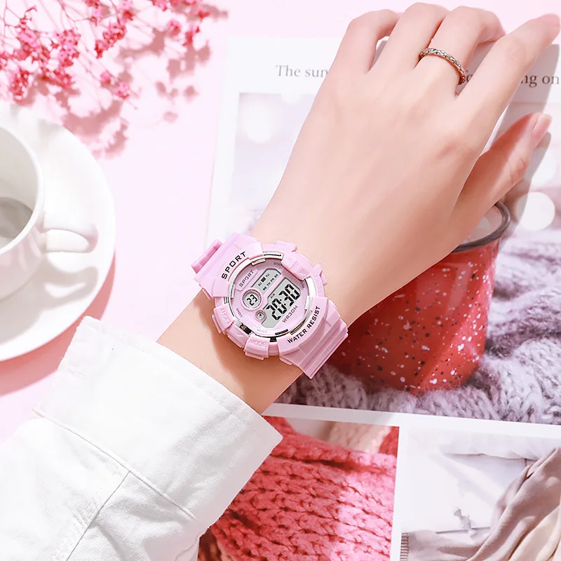 YIKAZE Fashion Kids Sports Watches 7-colors Luminous Multifunction LED Digital Watch Boys and Girls Student Children's Watches