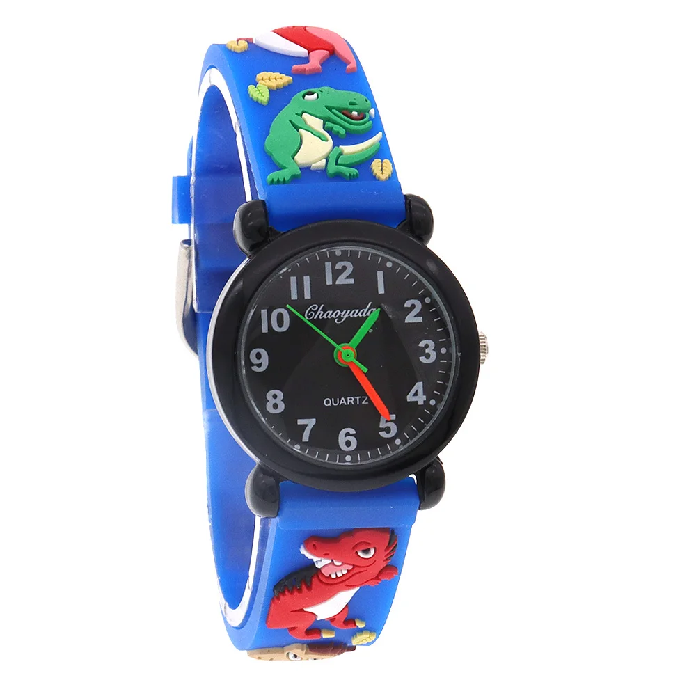 New Summer Boys Girls Fashion Dinosaur Silicone Strap Quartz Watches Children Kids Students Cool Waterproof Digital Clocks Black