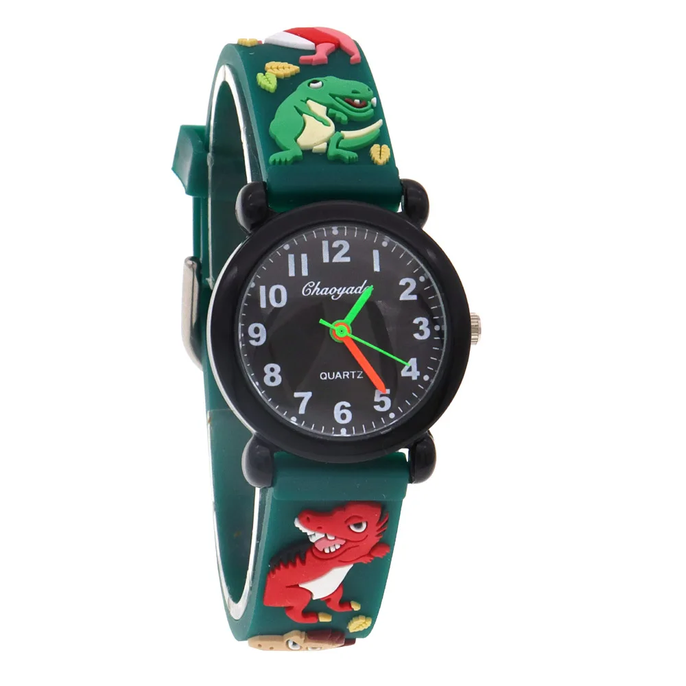 New Summer Boys Girls Fashion Dinosaur Silicone Strap Quartz Watches Children Kids Students Cool Waterproof Digital Clocks Black