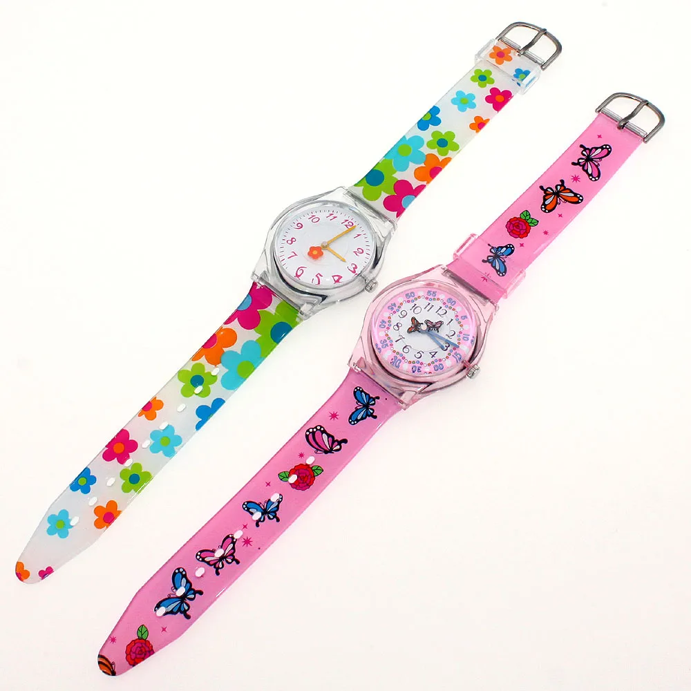 High Quality New Fashion Children Students Quartz Watches Kids Soft Waterproof Sports Heart Butterfly Wristwatches Xmas