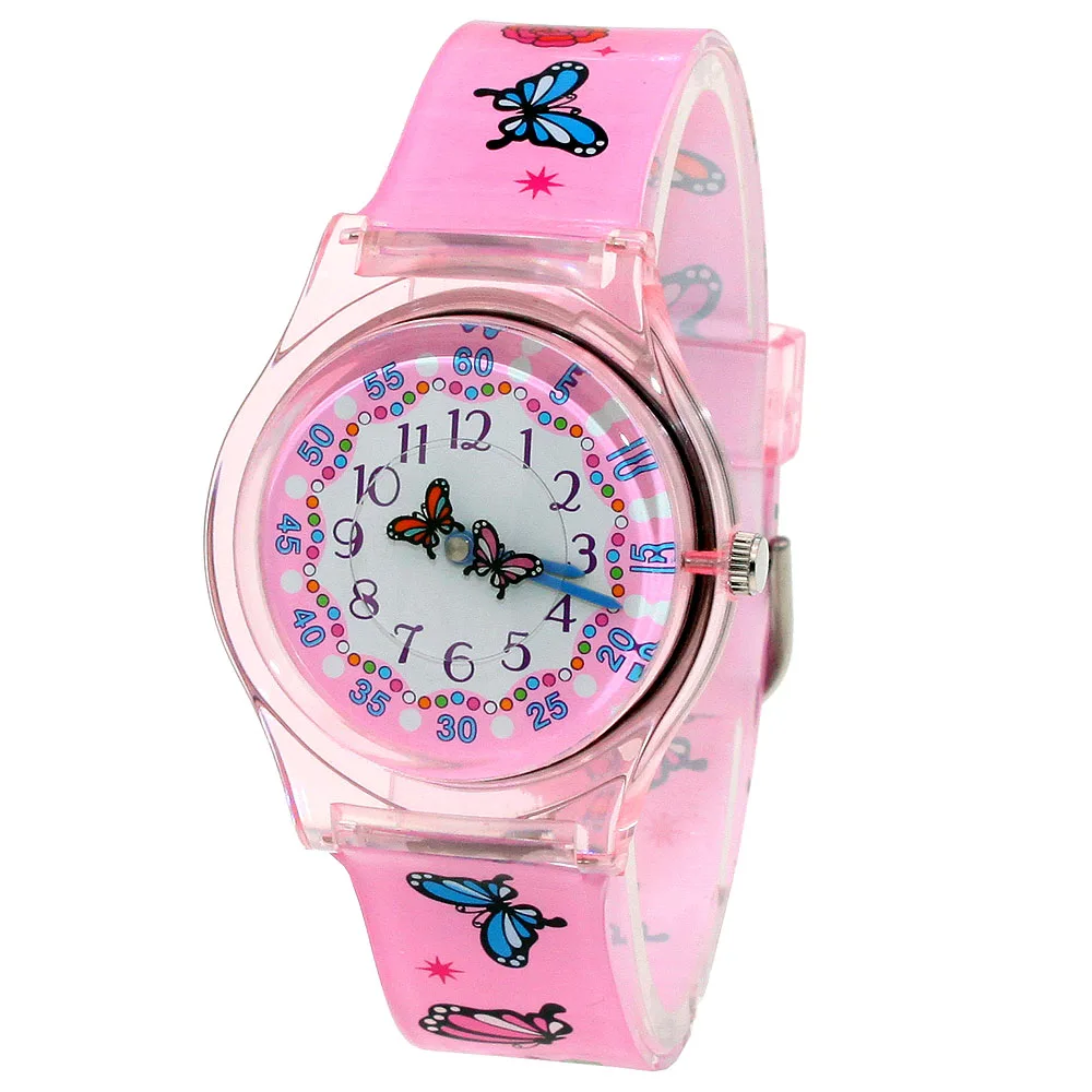 High Quality New Fashion Children Students Quartz Watches Kids Soft Waterproof Sports Heart Butterfly Wristwatches Xmas