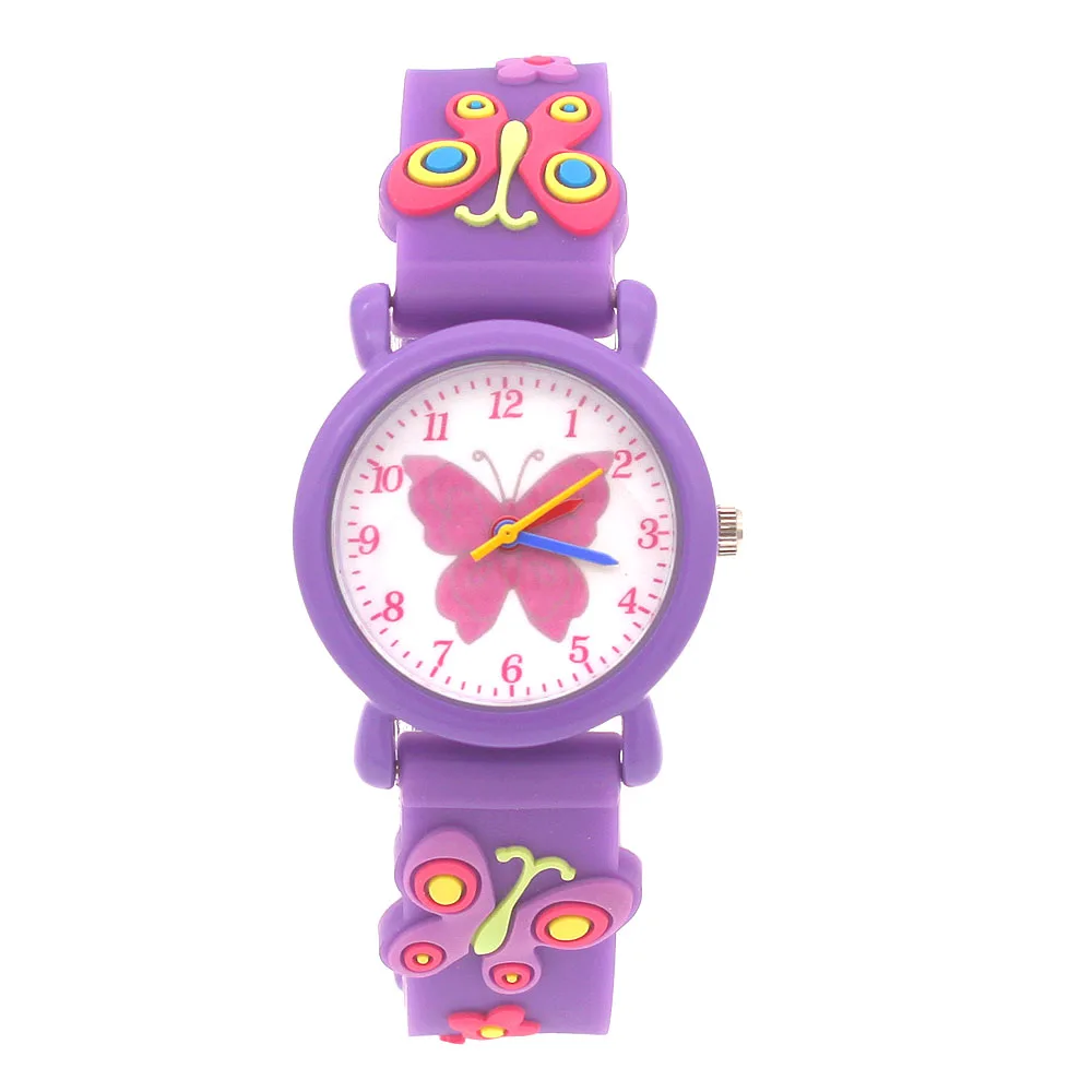 High Quality New Fashion Children Students Quartz Watches Kids Soft Waterproof Sports Heart Butterfly Wristwatches Xmas