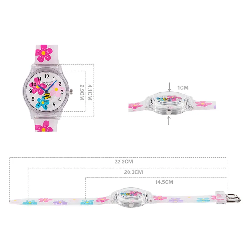 High Quality New Fashion Children Students Quartz Watches Kids Soft Waterproof Sports Heart Butterfly Wristwatches Xmas