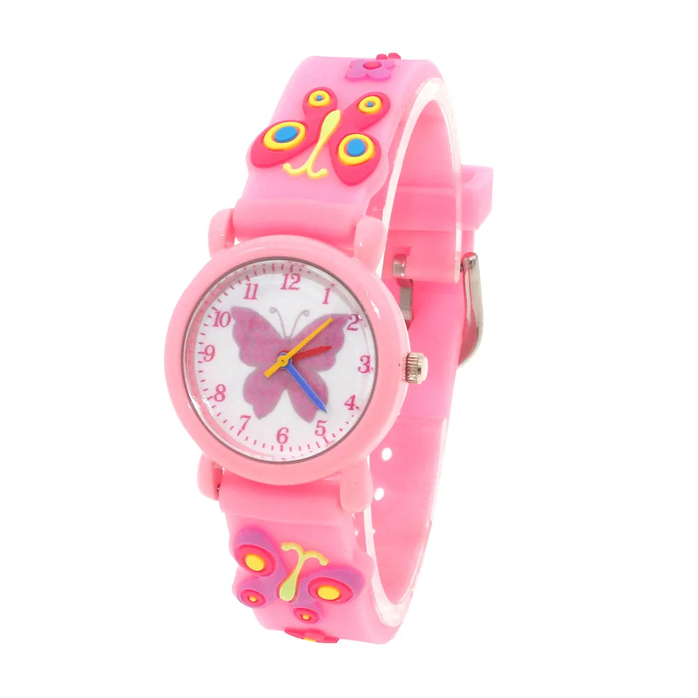 High Quality New Fashion Children Students Quartz Watches Kids Soft Waterproof Sports Heart Butterfly Wristwatches Xmas