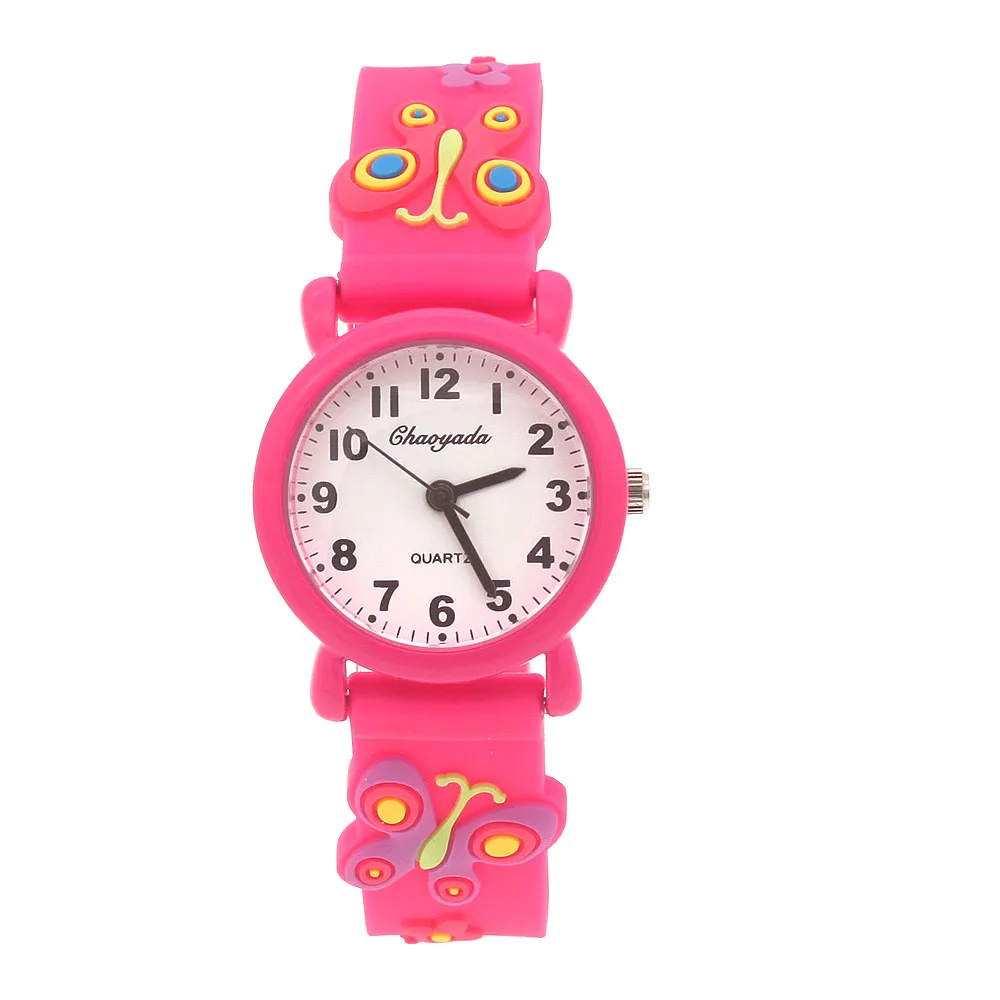 High Quality New Fashion Children Students Quartz Watches Kids Soft Waterproof Sports Heart Butterfly Wristwatches Xmas