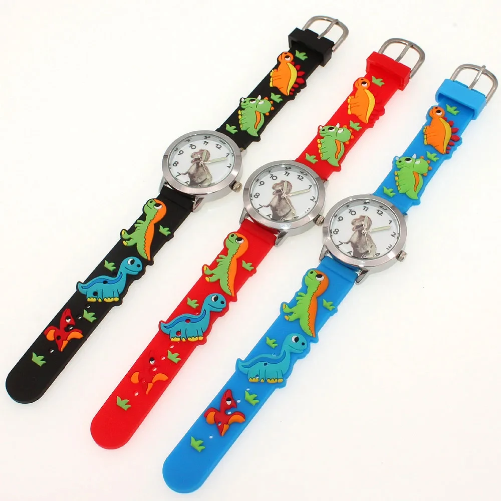 Fashion Casual Summer Boys Girs Dinosaur Silicone Strap Quartz Watches Children Gift Kids Students Digital Watch