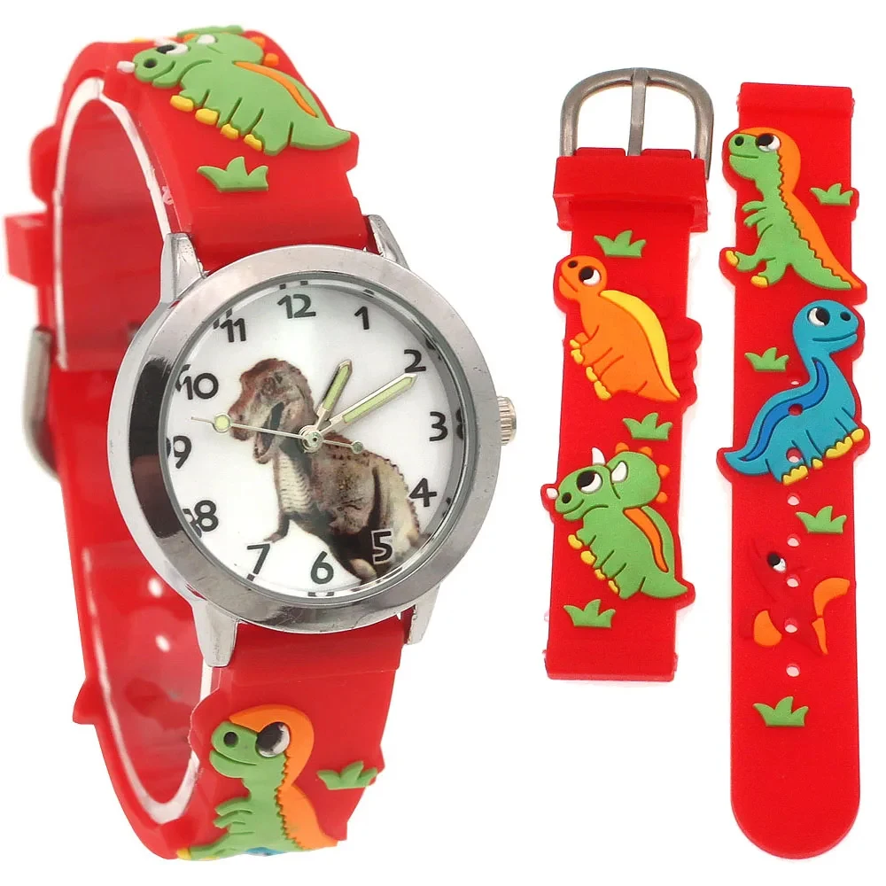 Fashion Casual Summer Boys Girs Dinosaur Silicone Strap Quartz Watches Children Gift Kids Students Digital Watch