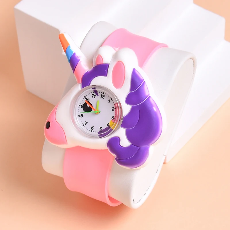 Boys Girls Watches Baby Kindergarten Party Gift Children Study Time Toy Wristwatches Slap Bracelet Clock Cartoon Kids Watches 22