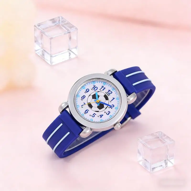 Football Children Cute Cartoon Primary School Students Watch Quartz 3D Stereoscopic Silicone Football Boys and Girls