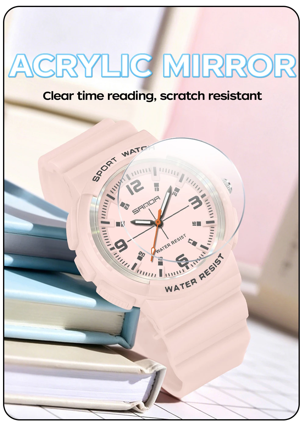 SANDA New 3284 Fashion Student Quartz Watch Simple Waterproof Silicone Strap Night Light Male and Female Student Quartz Watch ﻿