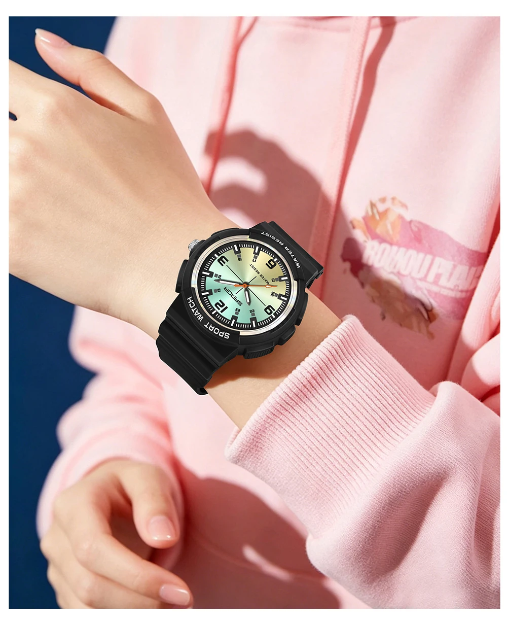 SANDA New 3284 Fashion Student Quartz Watch Simple Waterproof Silicone Strap Night Light Male and Female Student Quartz Watch ﻿