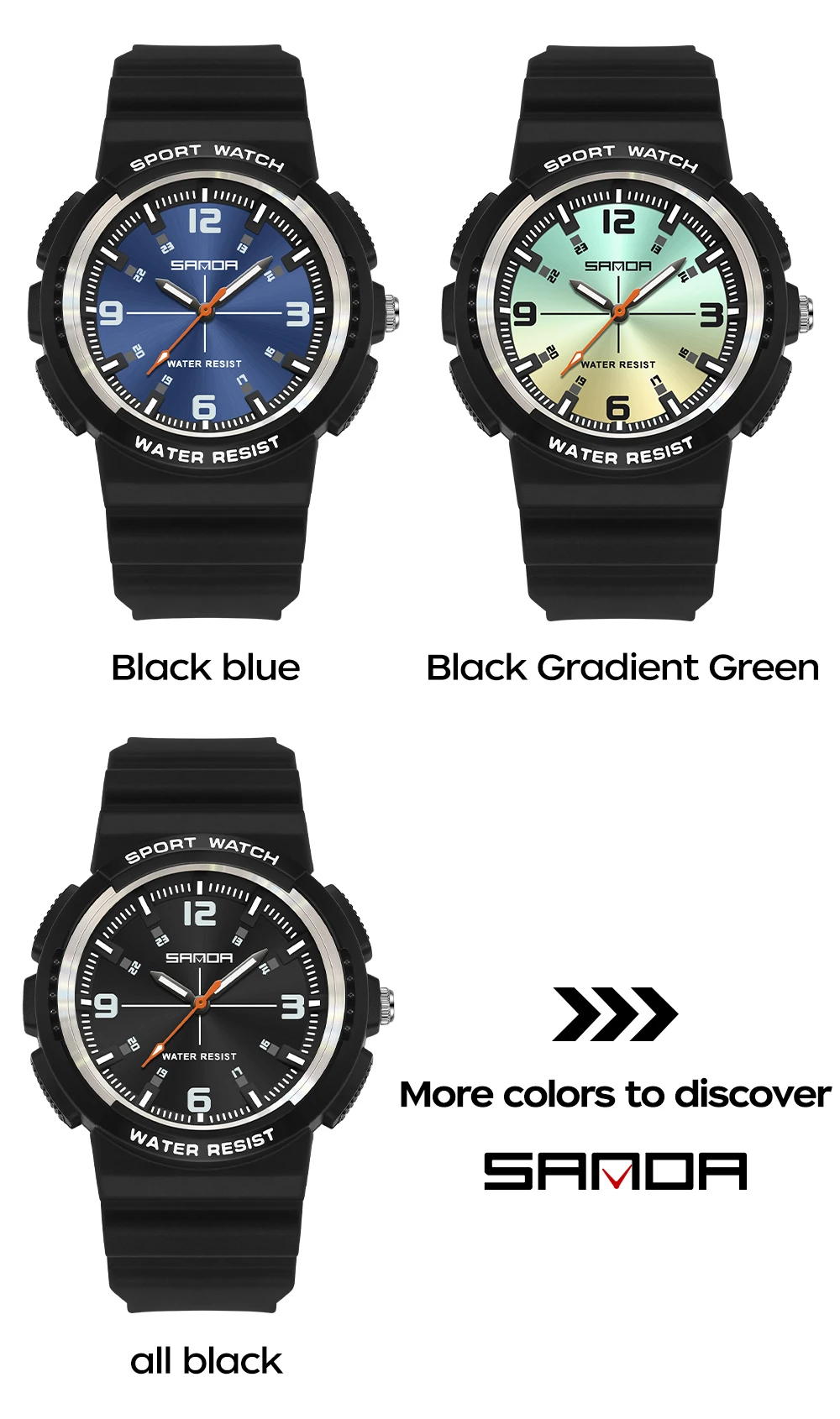 SANDA New 3284 Fashion Student Quartz Watch Simple Waterproof Silicone Strap Night Light Male and Female Student Quartz Watch ﻿