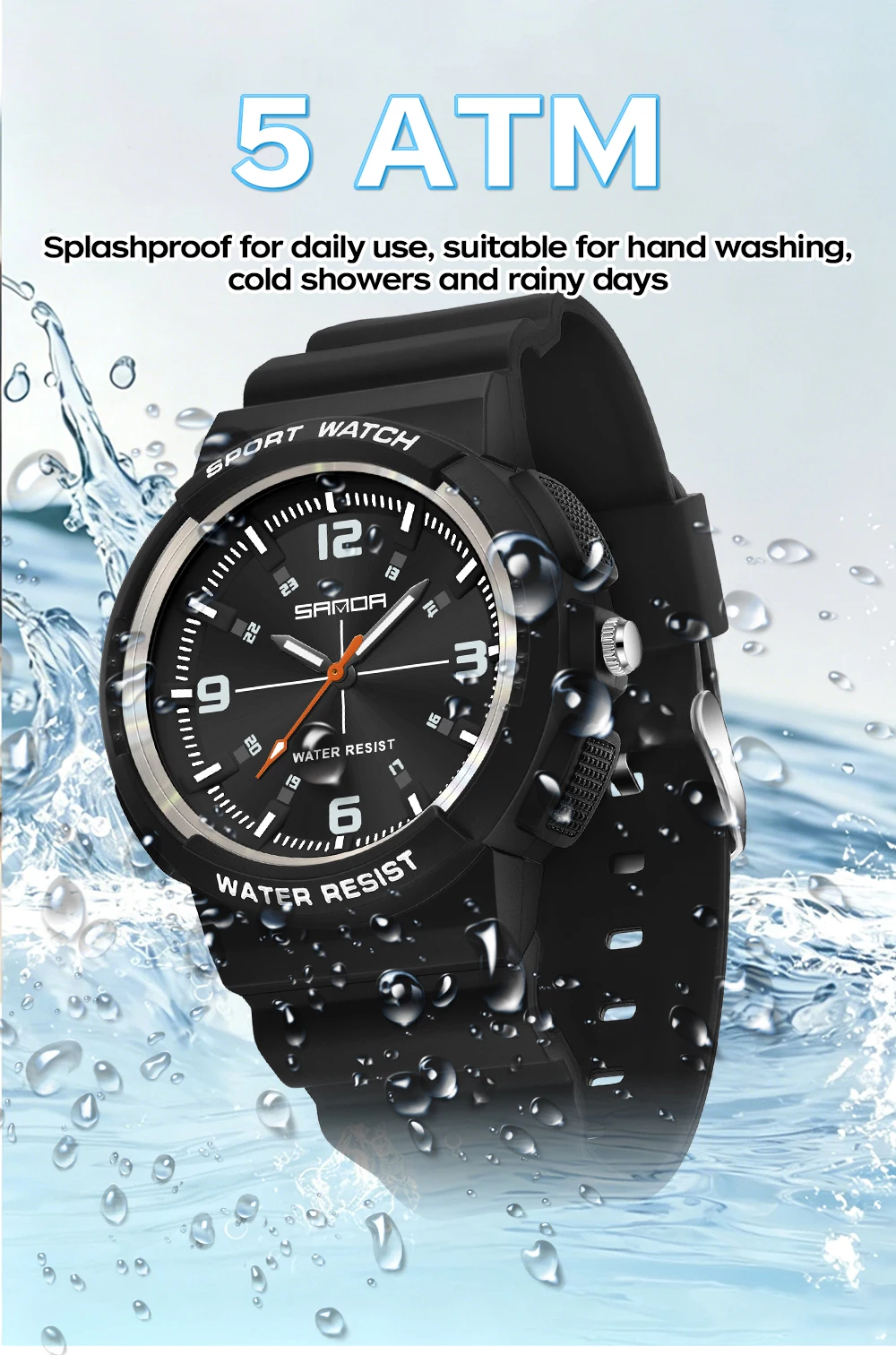 SANDA New 3284 Fashion Student Quartz Watch Simple Waterproof Silicone Strap Night Light Male and Female Student Quartz Watch ﻿