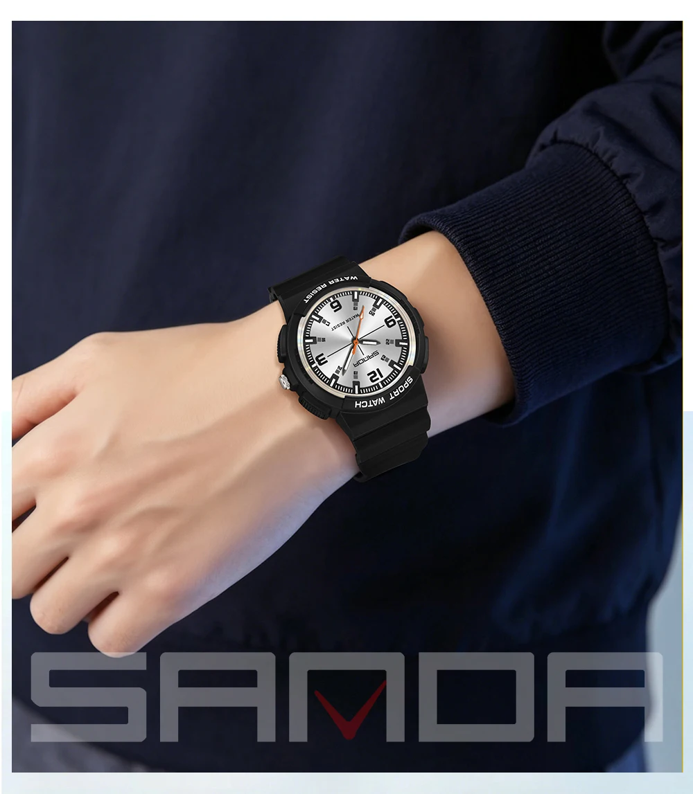 SANDA New 3284 Fashion Student Quartz Watch Simple Waterproof Silicone Strap Night Light Male and Female Student Quartz Watch ﻿