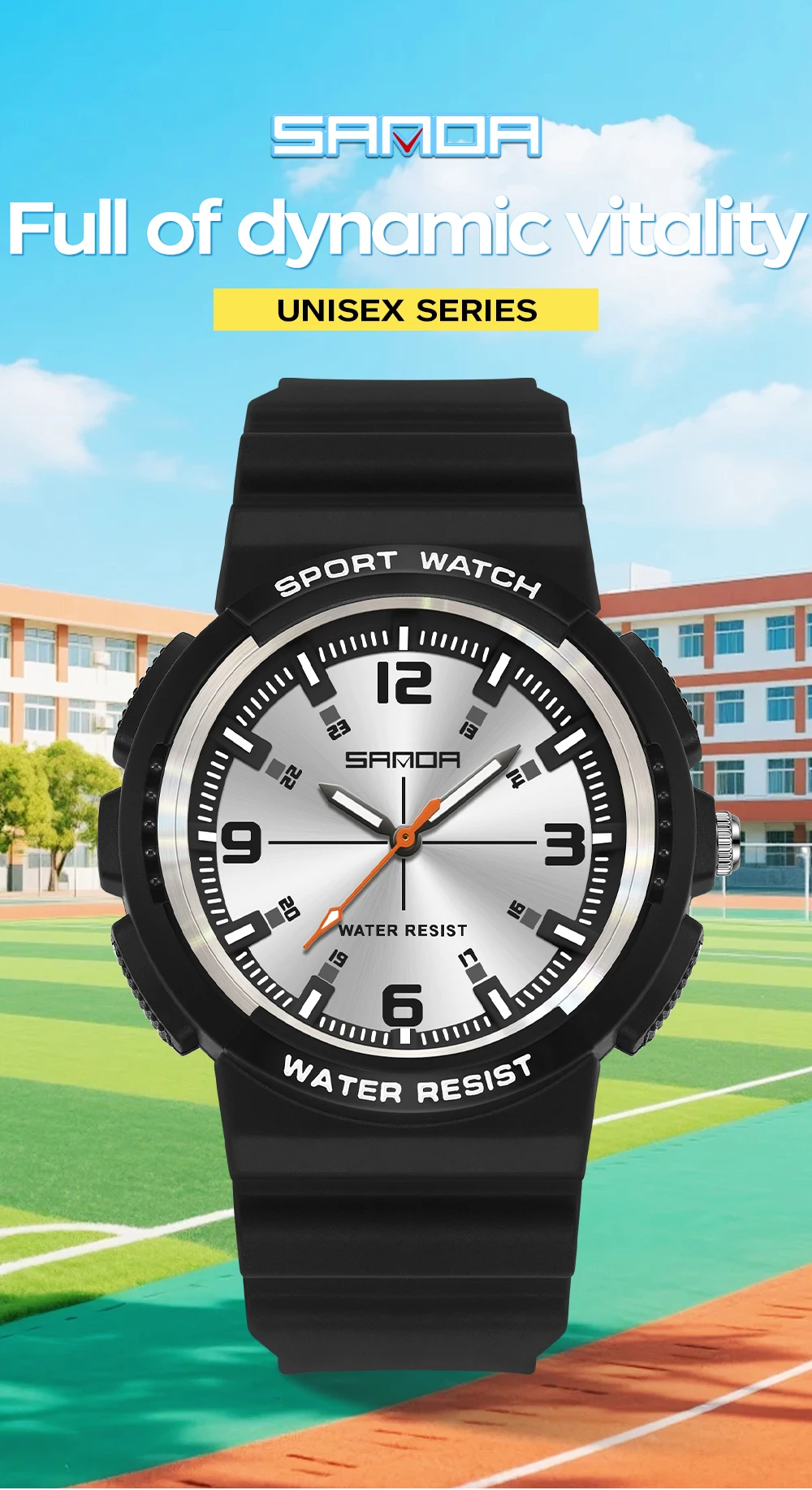 SANDA New 3284 Fashion Student Quartz Watch Simple Waterproof Silicone Strap Night Light Male and Female Student Quartz Watch ﻿