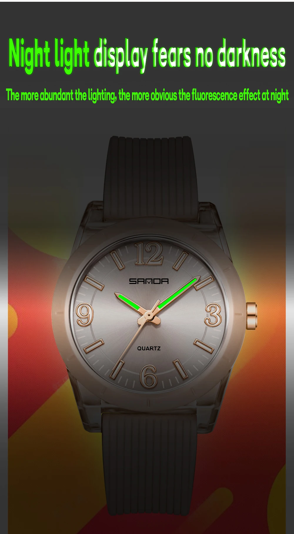 2025 Fashion SANDA 6277 Student Quartz Watch Silicone Strap Multi Functional Sports Waterproof Student Quartz Watch