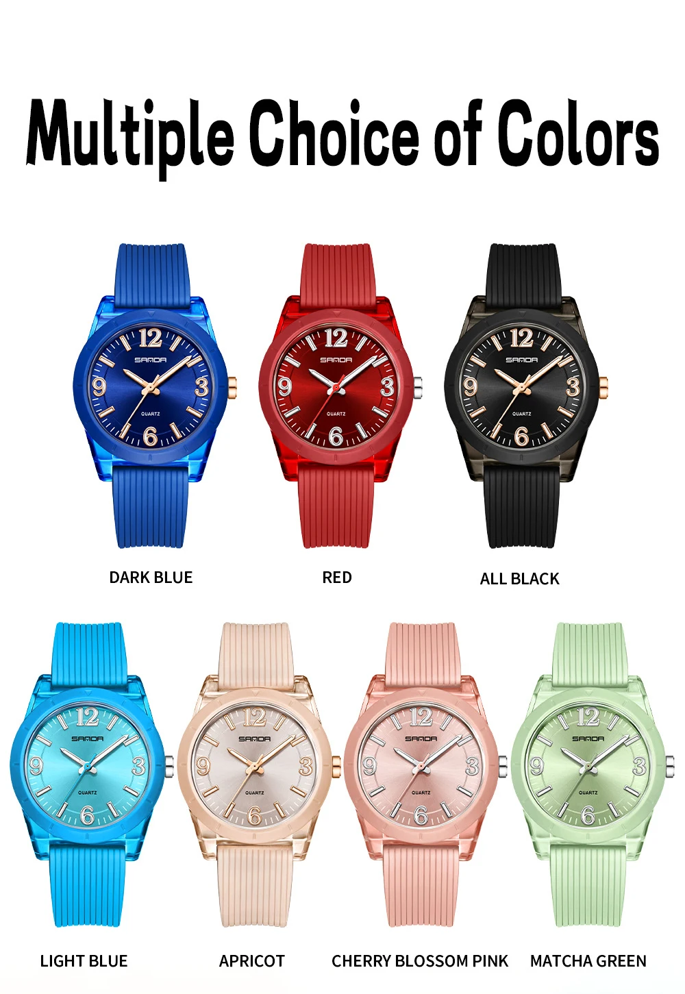 2025 Fashion SANDA 6277 Student Quartz Watch Silicone Strap Multi Functional Sports Waterproof Student Quartz Watch