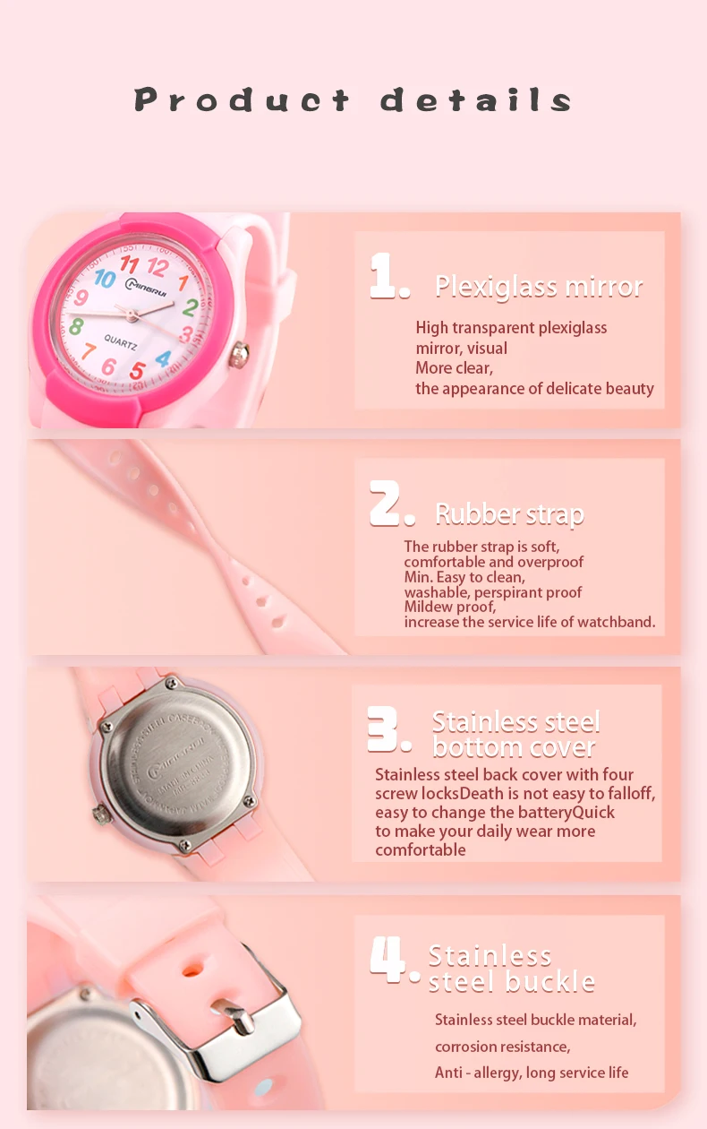 2026 Children's Watch Fashion Sports Quartz Watch Pink Digital Waterproof Boys Girls Kids Teenagers Students Clock Watches