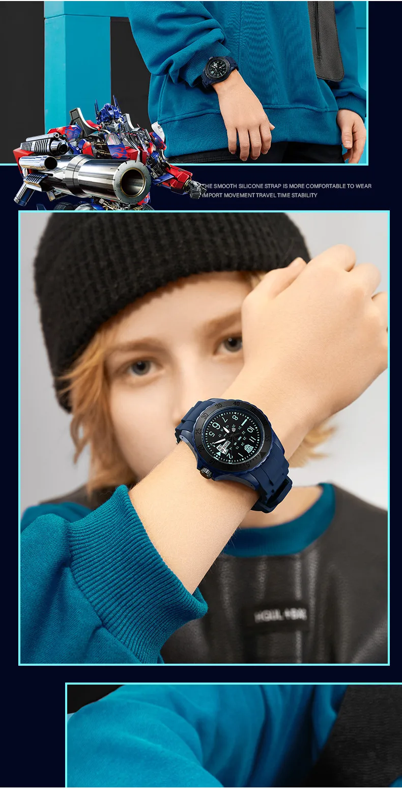 ZGO Transformers Kids Watch for Boys, Multifunctional Sports Waterproof Luminous Watch for Students, Gift 5371