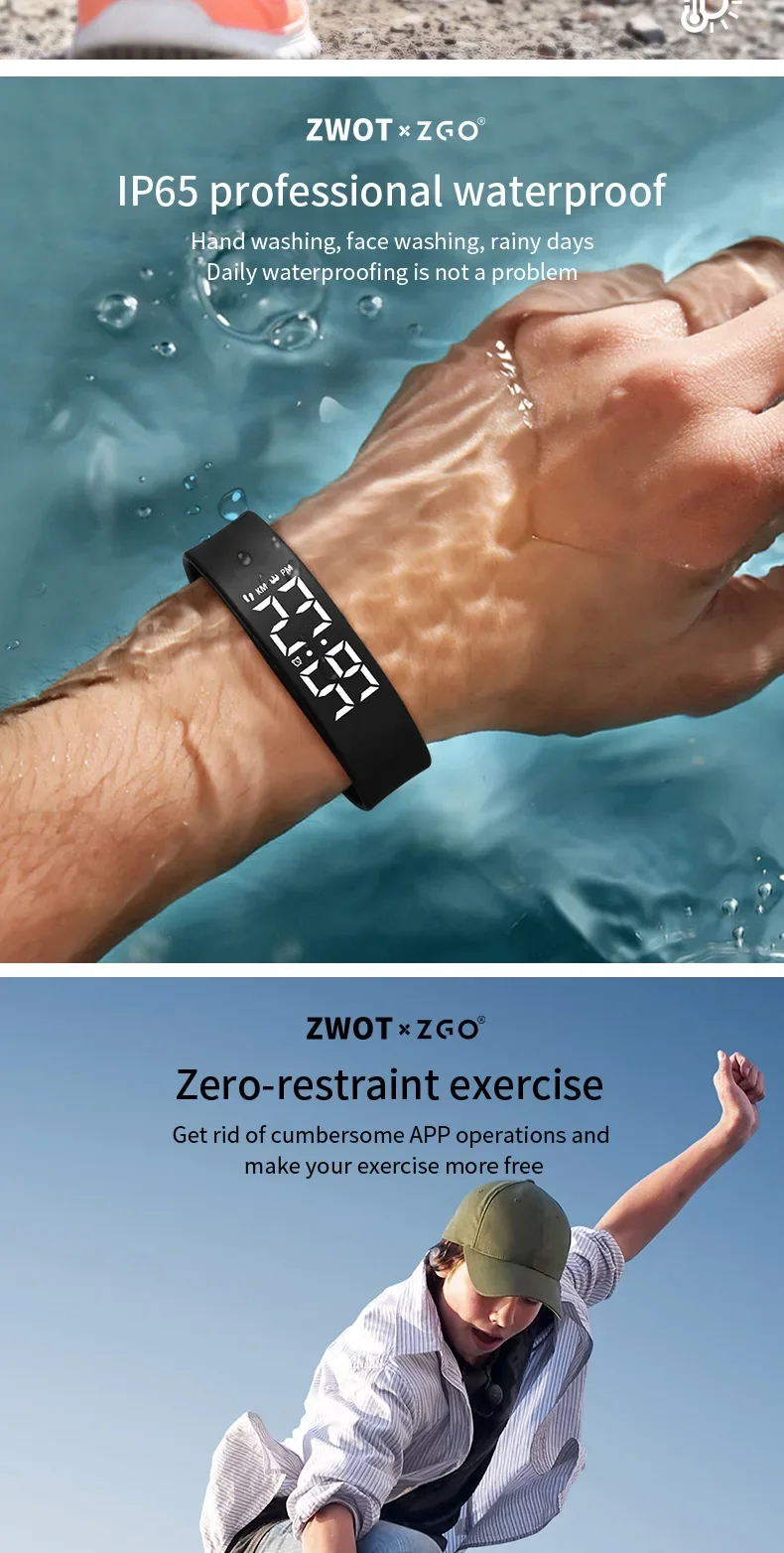 ZGO Electronic Digital Watches Student Sports Watch Pedometer Chronograph Waterproof Wristwatch Children Boys Girls 663X