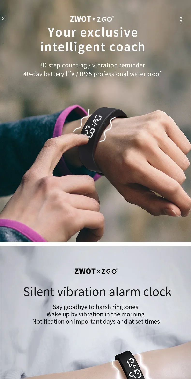 ZGO Electronic Digital Watches Student Sports Watch Pedometer Chronograph Waterproof Wristwatch Children Boys Girls 663X
