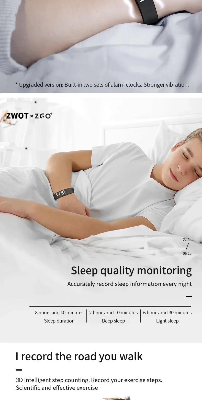 ZGO Electronic Digital Watches Student Sports Watch Pedometer Chronograph Waterproof Wristwatch Children Boys Girls 663X