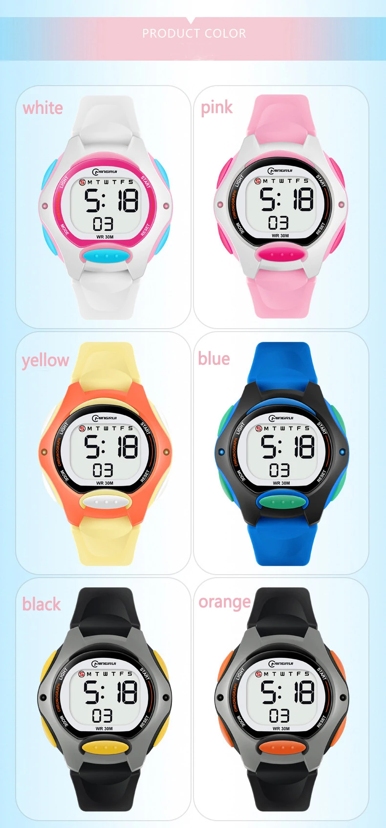 Kids Sport Watches Alarm Stopwatch Children Digital Watch For Boys Girls 30M Waterproof Military Student Electronic Wristwatch
