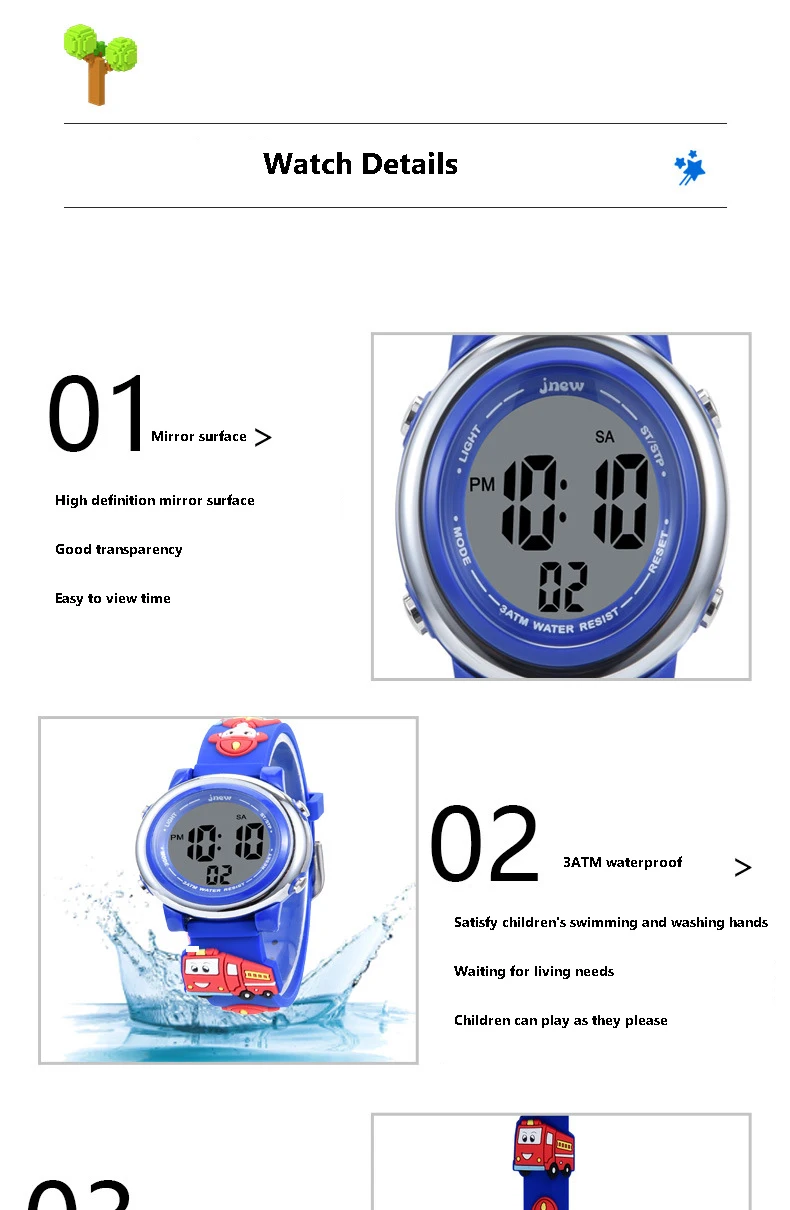 UTHAI Children Sports Electronic Digit Watch Cartoon Firefighter 3ATM Waterproof Alarm Clock Kids Boy Student LED Wristwatches