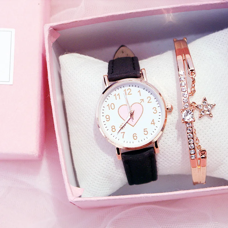 2024 New Cute Heart-shaped Dial Children's Female Watch Female Student Fashion Watch Simple Girl Girlfriend orologio donna