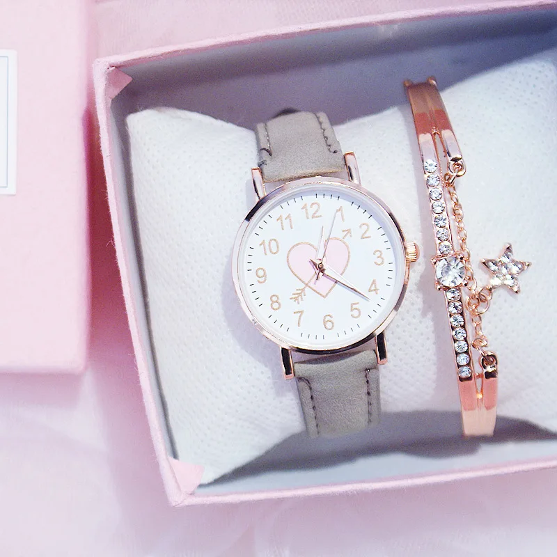 2024 New Cute Heart-shaped Dial Children's Female Watch Female Student Fashion Watch Simple Girl Girlfriend orologio donna