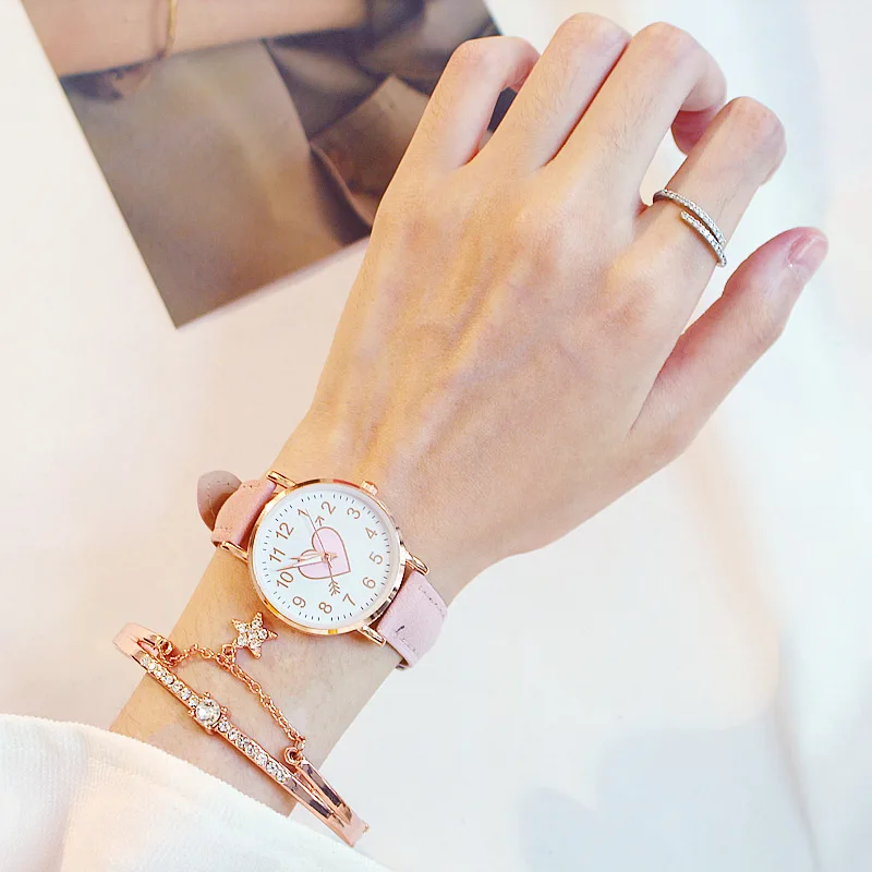 2024 New Cute Heart-shaped Dial Children's Female Watch Female Student Fashion Watch Simple Girl Girlfriend orologio donna