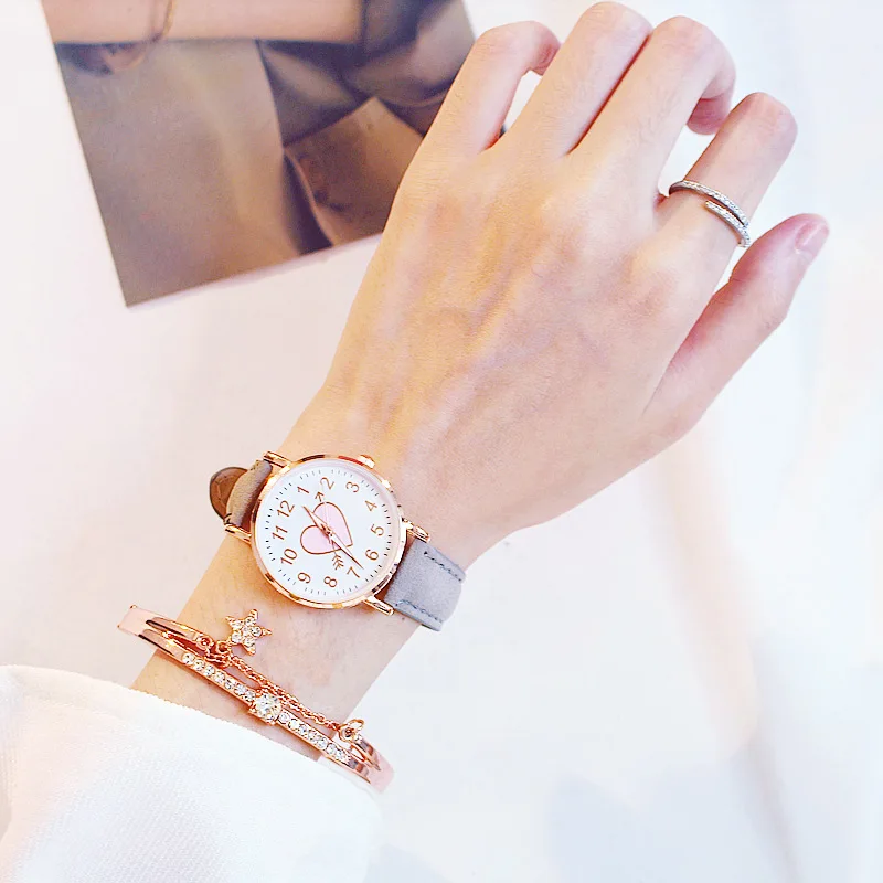 2024 New Cute Heart-shaped Dial Children's Female Watch Female Student Fashion Watch Simple Girl Girlfriend orologio donna
