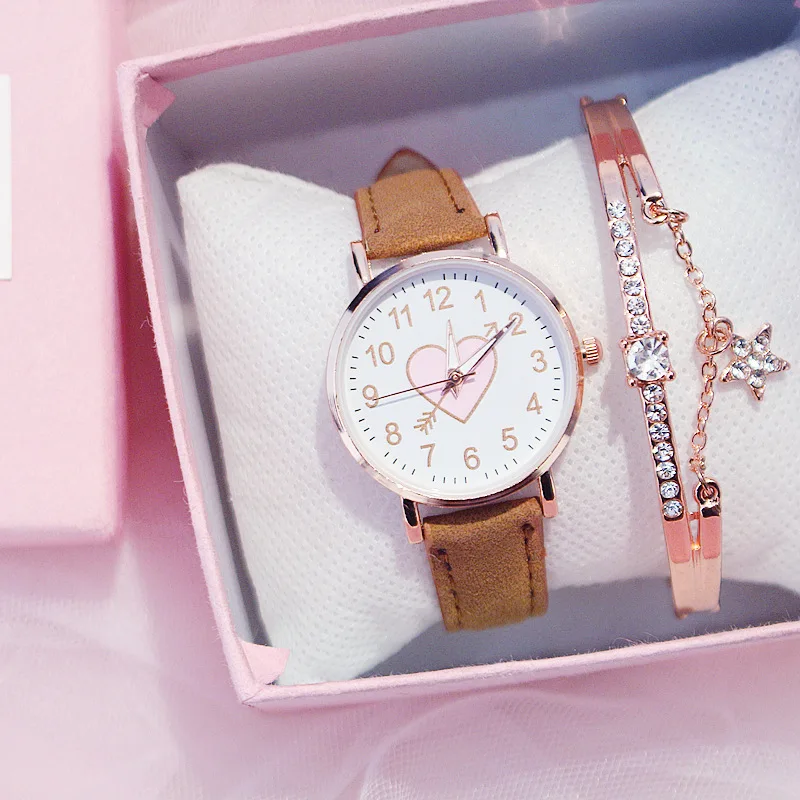 2024 New Cute Heart-shaped Dial Children's Female Watch Female Student Fashion Watch Simple Girl Girlfriend orologio donna