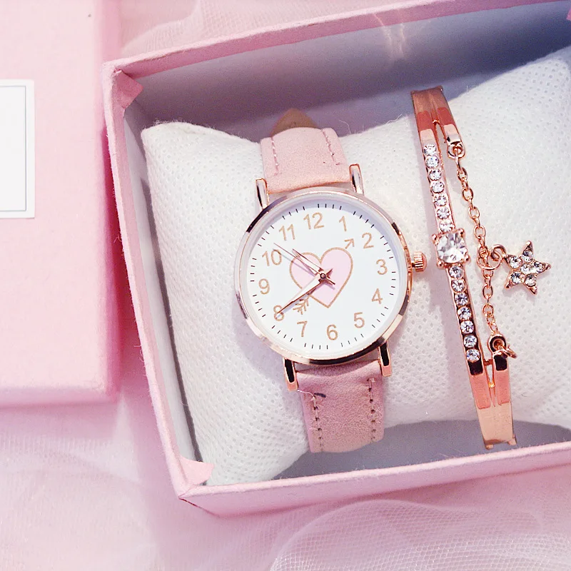 2024 New Cute Heart-shaped Dial Children's Female Watch Female Student Fashion Watch Simple Girl Girlfriend orologio donna