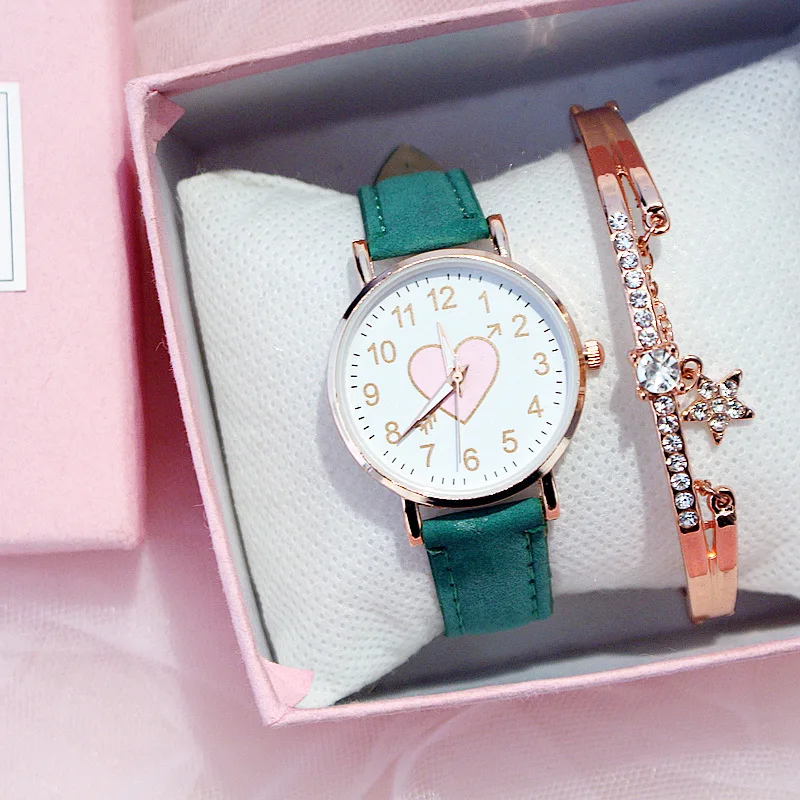2024 New Cute Heart-shaped Dial Children's Female Watch Female Student Fashion Watch Simple Girl Girlfriend orologio donna