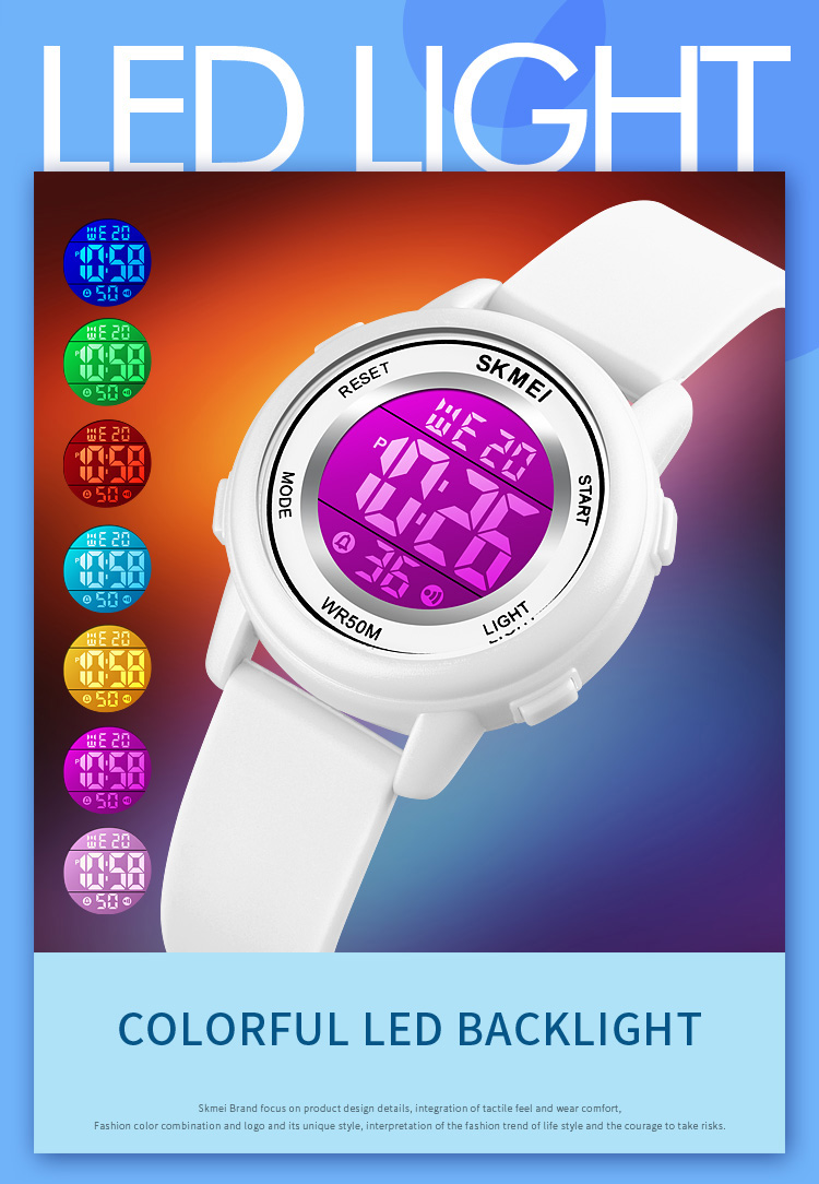 SKMEI Waterproof Alarm Child Watches montre enfant Boys Girls Sport Kids Watch Colorful Led Children Digital Wristwatches 1721