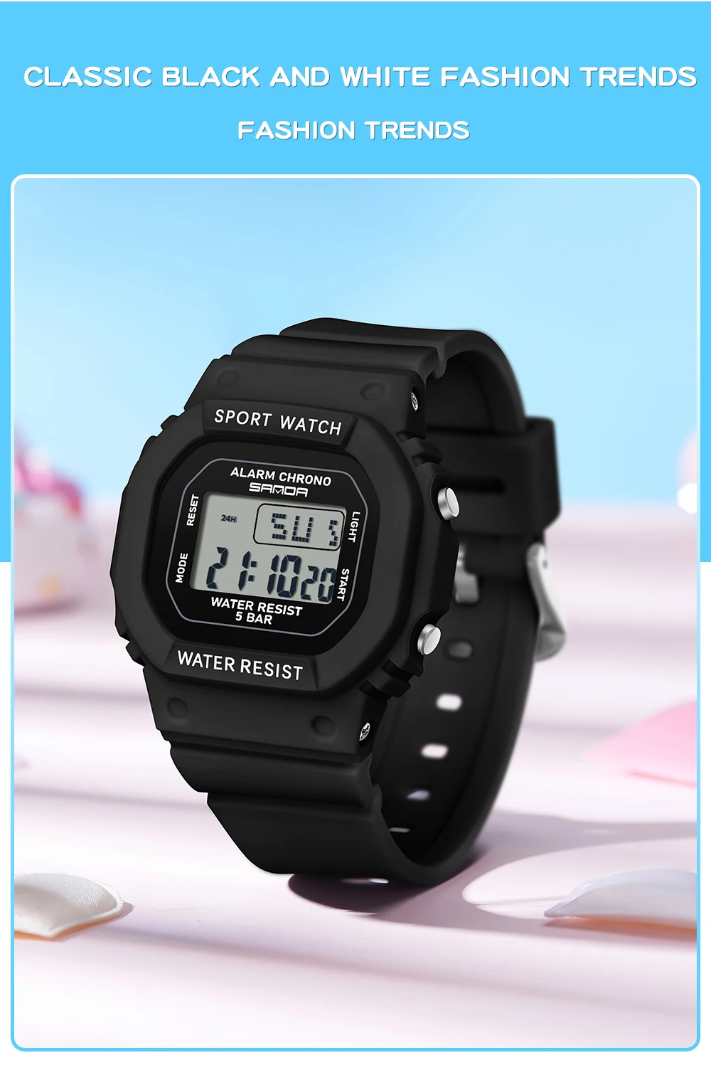 SANDA Boys Girls LED Digital Watch Children Sports Watch For Waterproof Electronic Watch Children Outdoors Casual Gift Watch