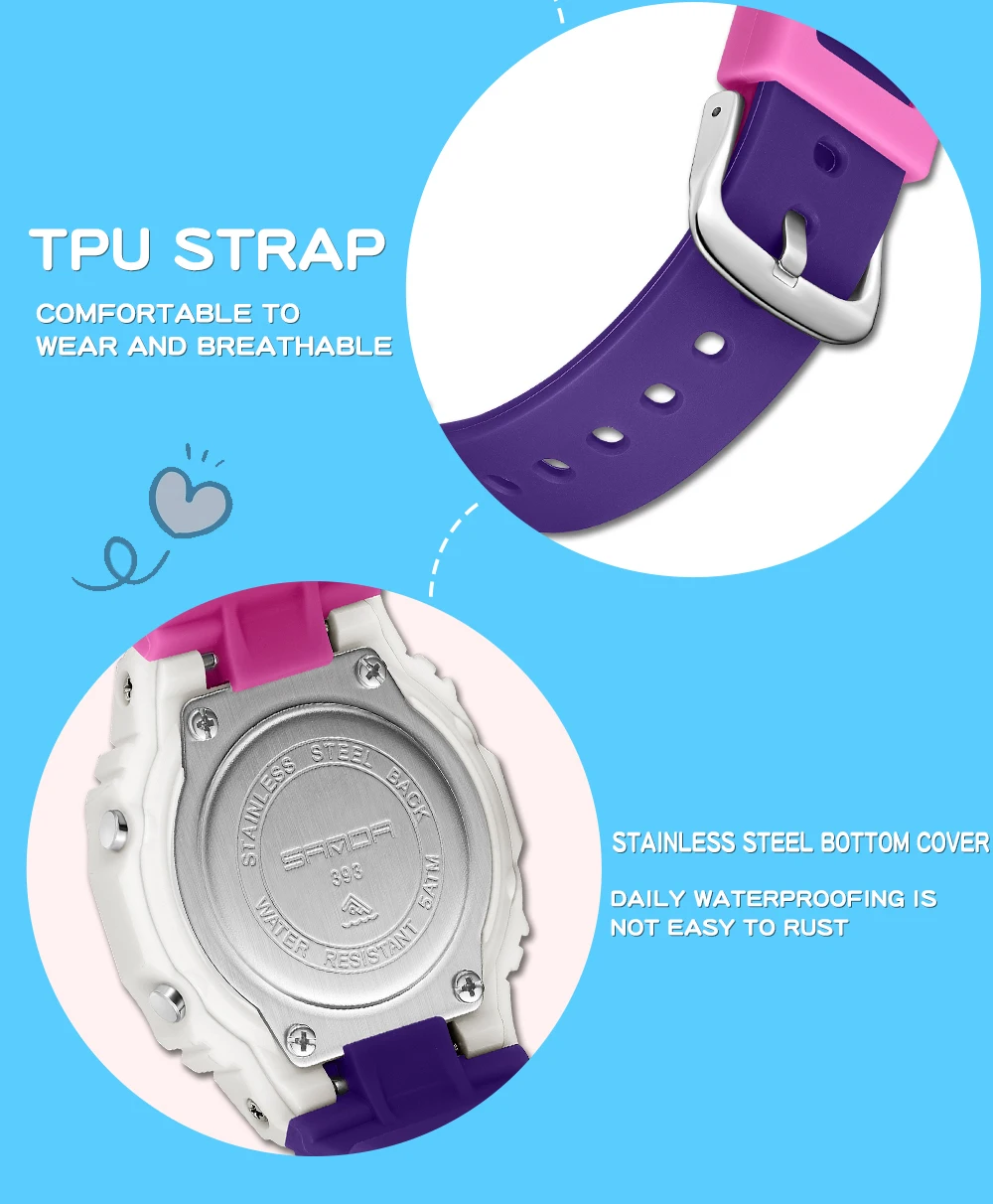 SANDA Boys Girls LED Digital Watch Children Sports Watch For Waterproof Electronic Watch Children Outdoors Casual Gift Watch