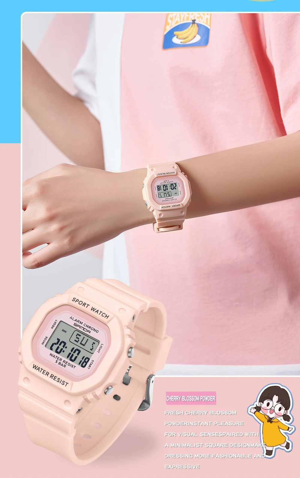 SANDA Boys Girls LED Digital Watch Children Sports Watch For Waterproof Electronic Watch Children Outdoors Casual Gift Watch