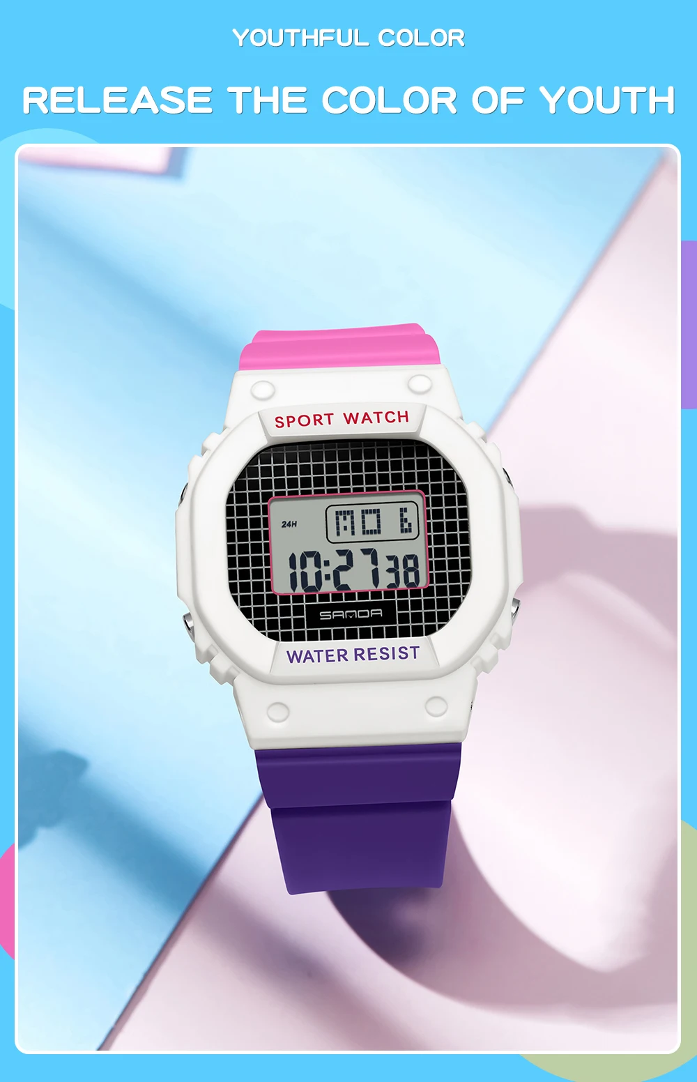 SANDA Boys Girls LED Digital Watch Children Sports Watch For Waterproof Electronic Watch Children Outdoors Casual Gift Watch