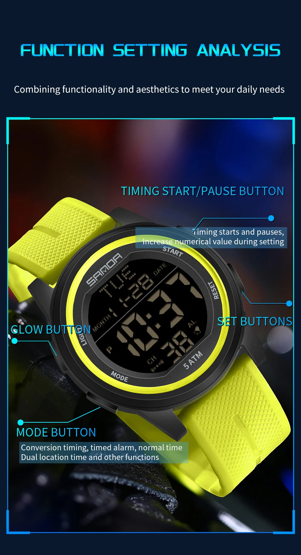 SANDA Children Fashion Digital Movement Teenager Students Hand Clock Trendy Water Resistant Outdoor Sports Mode Wrist Stop Watch