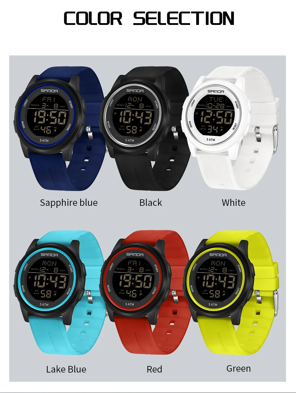 SANDA Children Fashion Digital Movement Teenager Students Hand Clock Trendy Water Resistant Outdoor Sports Mode Wrist Stop Watch