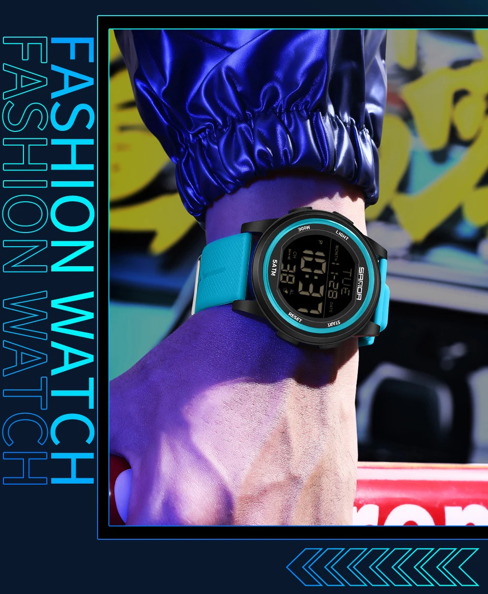 SANDA Children Fashion Digital Movement Teenager Students Hand Clock Trendy Water Resistant Outdoor Sports Mode Wrist Stop Watch