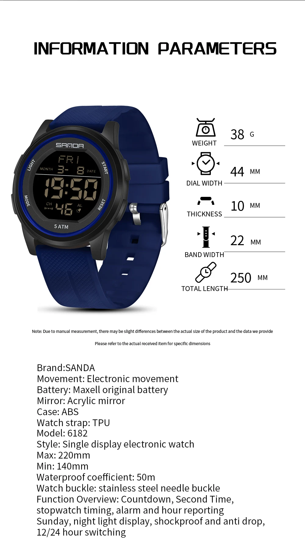 SANDA Children Fashion Digital Movement Teenager Students Hand Clock Trendy Water Resistant Outdoor Sports Mode Wrist Stop Watch