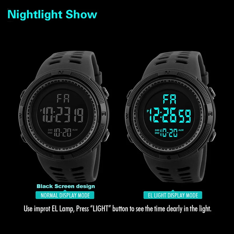 Waterproof Sports Watch Luxury Electronic Watch for Men LED Alarm Clock Military Digital Wristwatch for Man Boys Student Teen