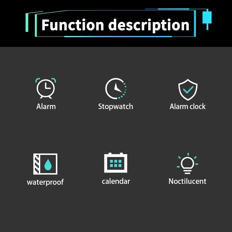 Waterproof Sports Watch Luxury Electronic Watch for Men LED Alarm Clock Military Digital Wristwatch for Man Boys Student Teen