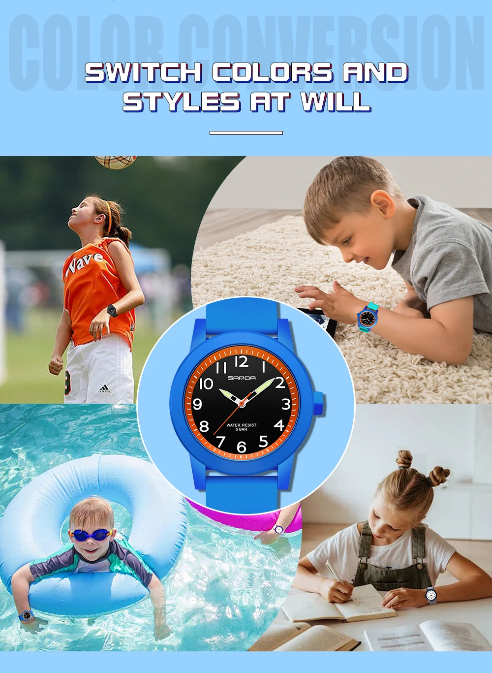 SANDA Women Watches Fashion Silicone Analog Quartz Wrist Watch Baseball Sports Waterproof Boy Girl Casual Clock Children Gifts