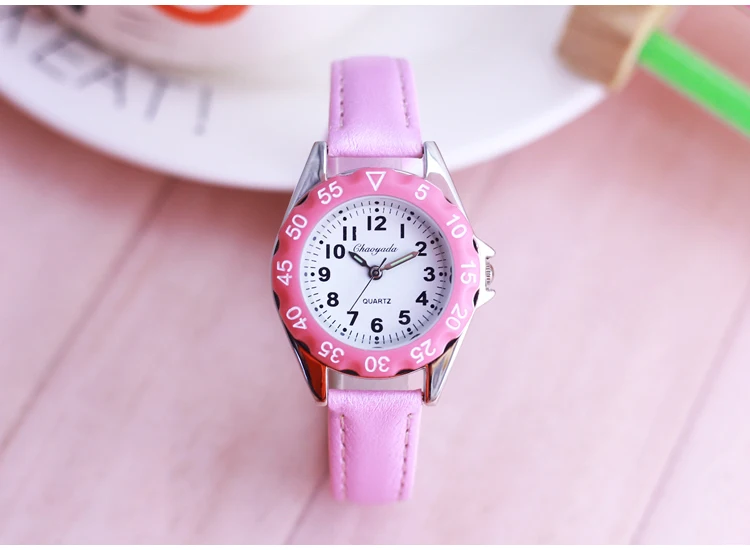 Chaoyada Children Boys Girls Colorful Leather Electronic Wristwatches Little Kids Waterproof Quartz Learn Time Watches Clock