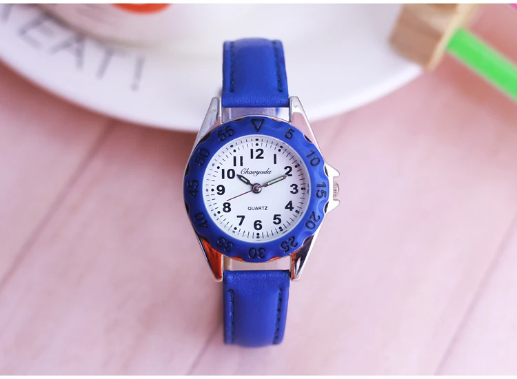 Chaoyada Children Boys Girls Colorful Leather Electronic Wristwatches Little Kids Waterproof Quartz Learn Time Watches Clock