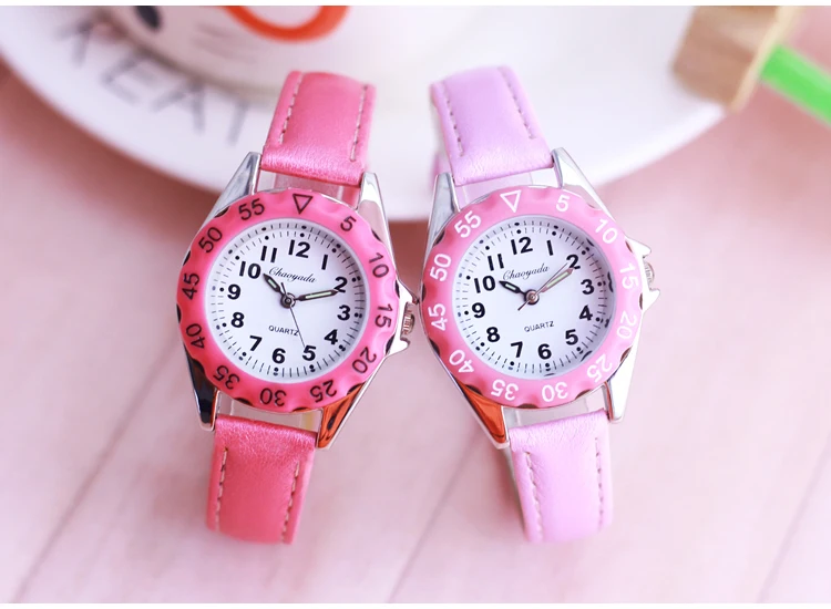 Chaoyada Children Boys Girls Colorful Leather Electronic Wristwatches Little Kids Waterproof Quartz Learn Time Watches Clock